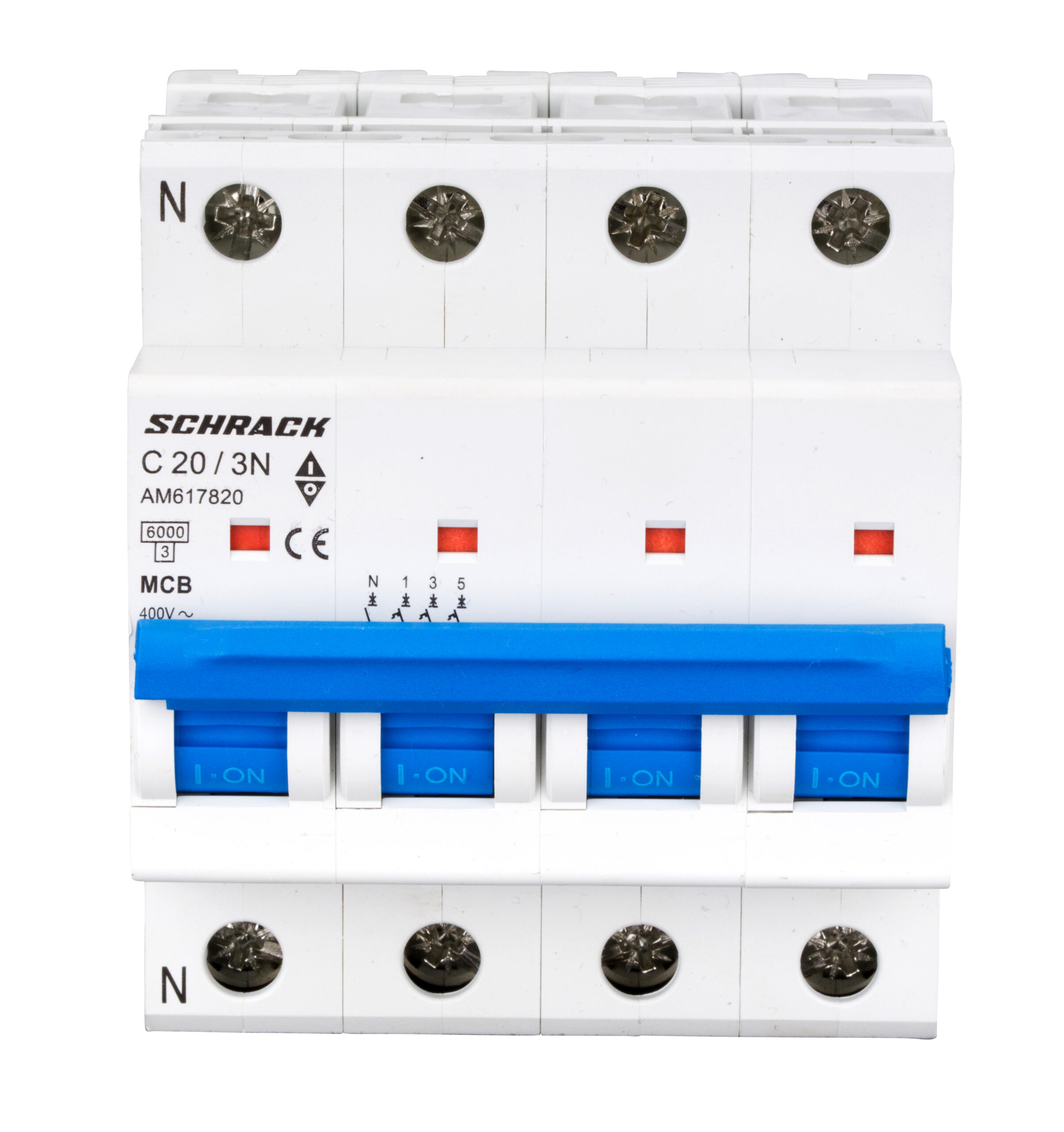 Întreruptor automat modular (MCB) AMPARO 6kA, C 20A, 3P+N - imagine 2