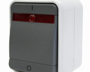 Întreruptor 2p cu lampa control IP44, gri/gri