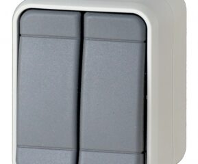 Întreruptor dublu IP44, gri