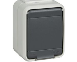 Priza simpla cu PE IP44, gri/gri