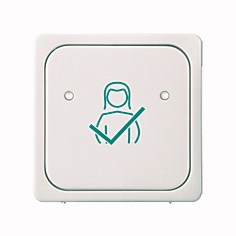 Clapetă simplă pt. buton reset, 'asistentă', alb-perlă