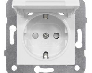 Insert priză 16A cu protecţie copii şi capac, cl el, alb