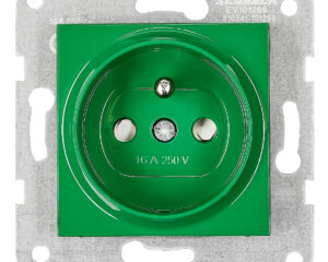 Insert priză, cu pin PE, protecție, cleme elastice,verde