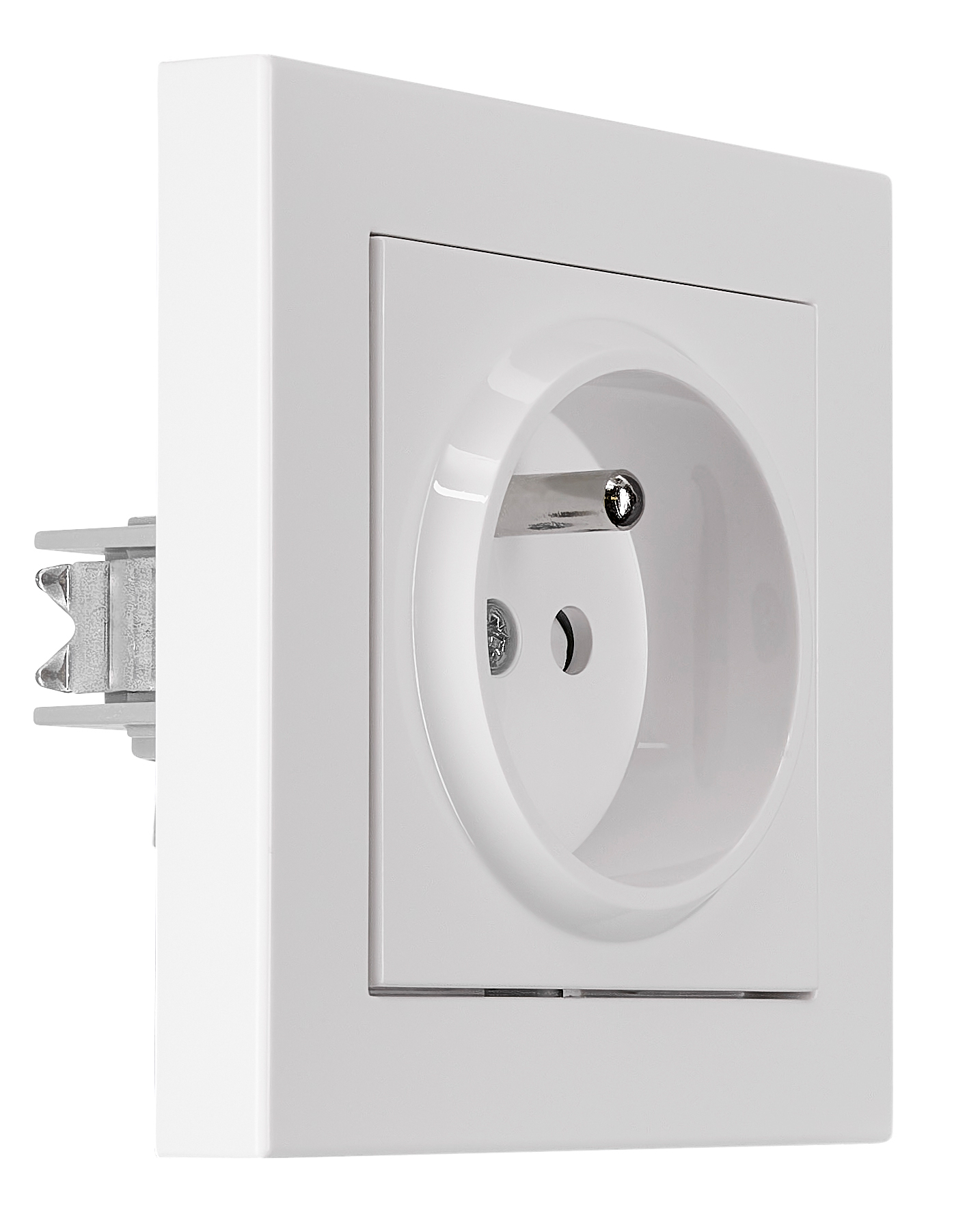 Priză completă, cu protecție și pin PE, albă - imagine 2