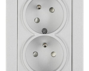 Priză dublă completă cu Pin PE, 2xPE, 1 priză rotită 45°, ar