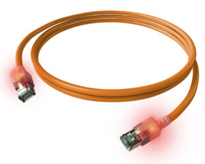 Patchcablu Cat6a cu LED ecranat RJ45 portocaliu 10GB 2m