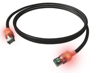 Patchcablu Cat6a cu LED ecranat RJ45 negru 10GB 7,5m