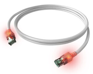 Patchcablu Cat6a cu LED ecranat RJ45 alb 10GB 3m