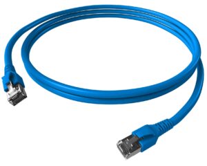 Patchcablu Cat.6a/10GB ecranat RJ45,LS0H,albastru 0,5m