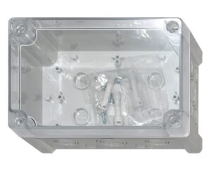 Cutie din ABS cu capac transparent şi balamale, 187x122x90mm