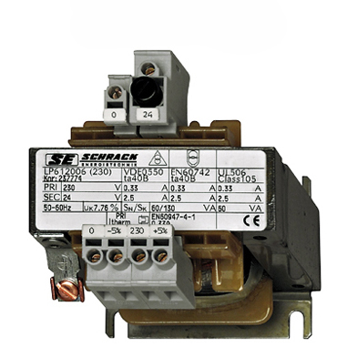 Transformator de comandă monofazat, 230V/12V, 160 VA, IP00