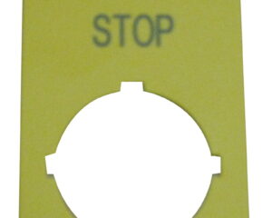 Placa atentionare buton avarie 33x50mm englez