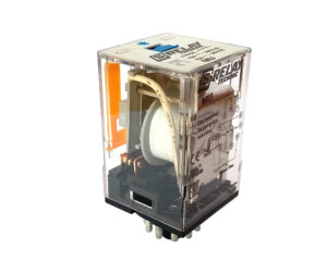 Releu broșabil, 11 pini, 3CC, 24Vc.c. 10A, cont aurite+LED