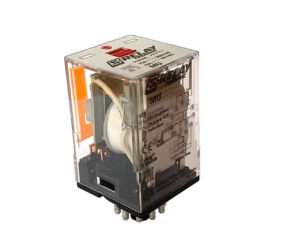 Releu broșabil, 11 pini, 3 CC, 230V c.a., 10A, cont aurite
