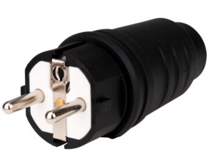 Stecher schuko rezistent la impact, 16A, 250V, IP44 negru