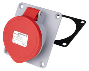 Priză CEE montaj pe panou, 5 poli, 16A 400V IP44, unghi 15°