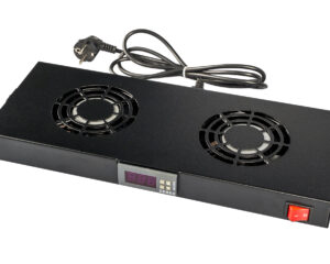 Placă 19" cu 2 ventilatoare, 1U, digital, negru RAL 9005