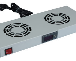 Placă 19” cu 2 ventilatoare, 1U, termostat digital, RAL7035