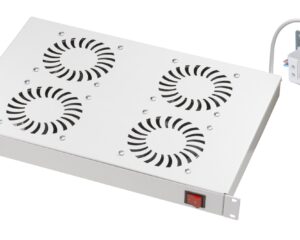 Placă 19” cu 4 ventilatoare, 1U, termostat analogic, RAL7035