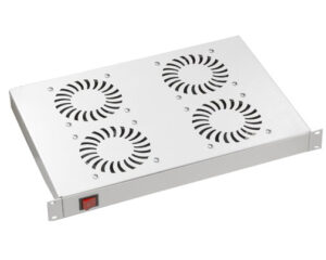 Placă 19” cu 4 ventilatoare, 1U, comutator ON/OFF, RAL7035