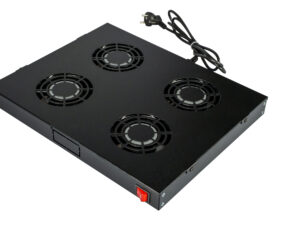 Placă 19" cu 4 ventilatoare, 1U, comutator, negru RAL 9005