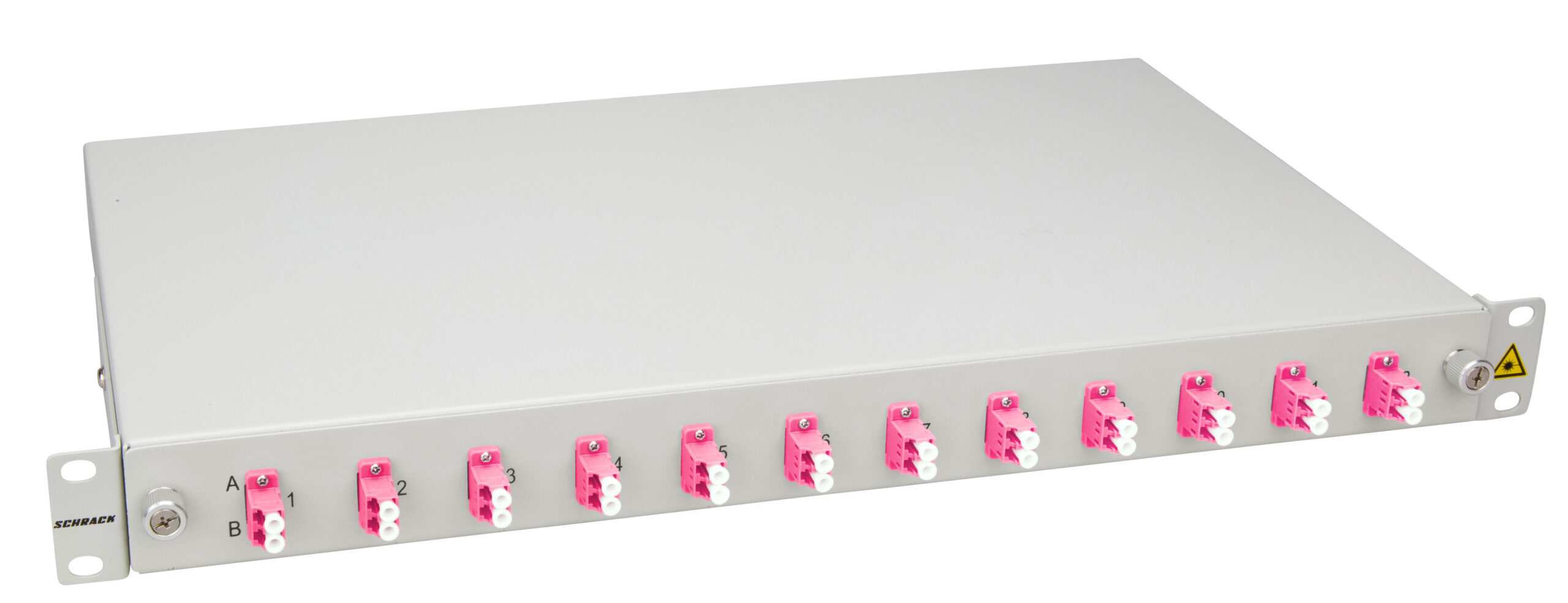 Splicebox, 16 fibre,LC,50/125µm OM4, culisant,19",1UV , ECO