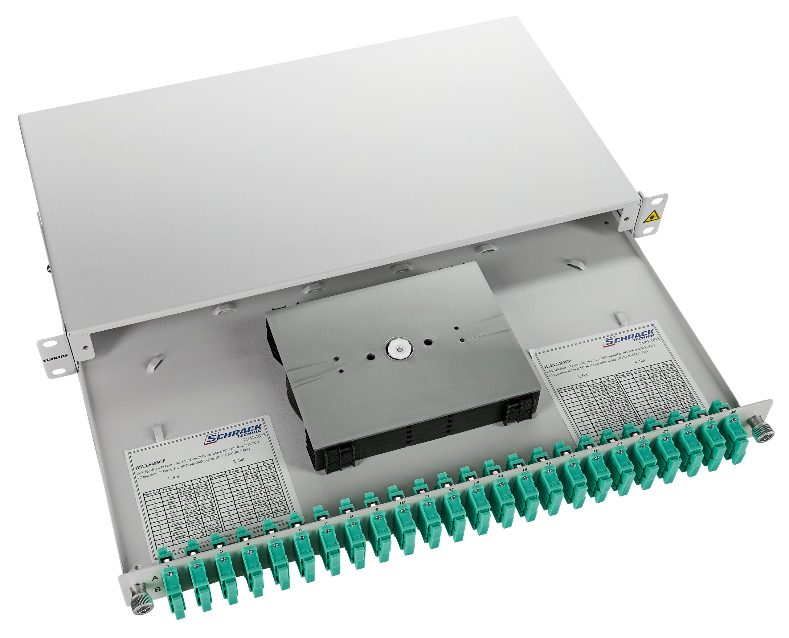 Splicebox FO, 48 Fibre, SC, 50/125µm OM3, 19", 1U, Class C - imagine 2