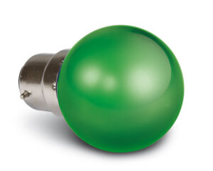 9G01/GR/B, GREEN LED BALL LAMP 0,5w B22 230v