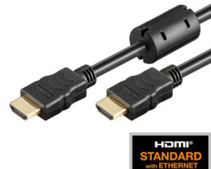 HDMI 1.4 Cable, 2x HDMI19 Typ A male, Ferrit/Gold,Black, 15m