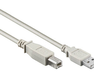 USB 2.0 A-B Cable, A male - B male, Grey, 5m