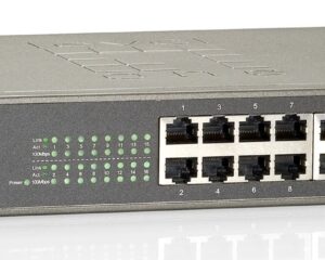 Switch 16xRJ45 10/100,silențios,f.vent,alim.int.,metal,19"